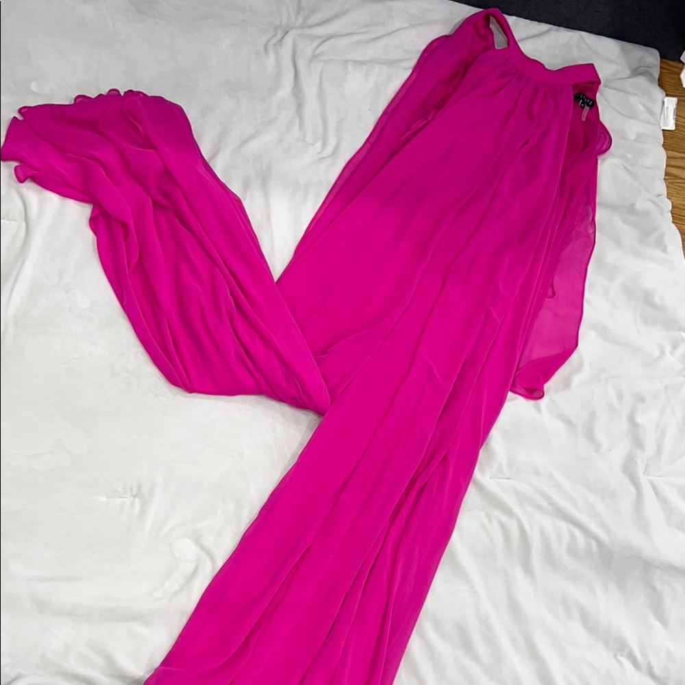 Vibrant Pink Chiffon Maxi Dress